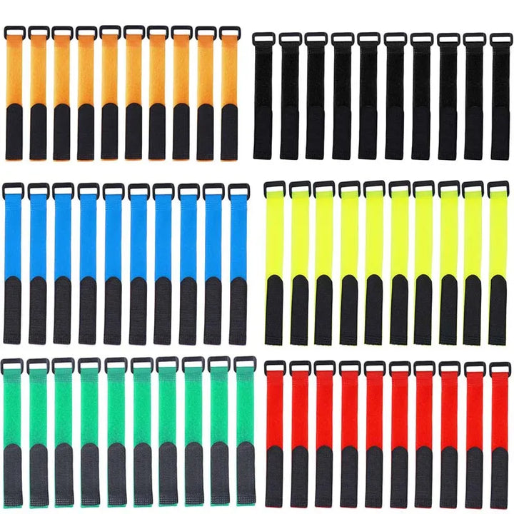 Fishing rod tie strap set, 10pcs, reusable hook & loop gear holders for anglers