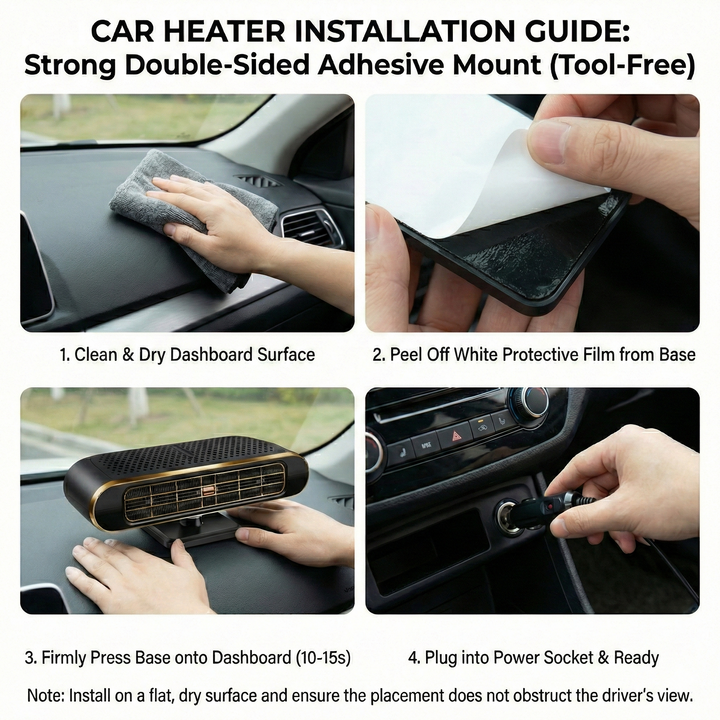 Illustration of how 12V car warmer improves vehicle climate during cold season & road trips