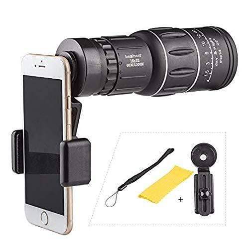High-power 16x52 zoom monocular for hunting, bird watching, and general outdoor observation. Clear focus.