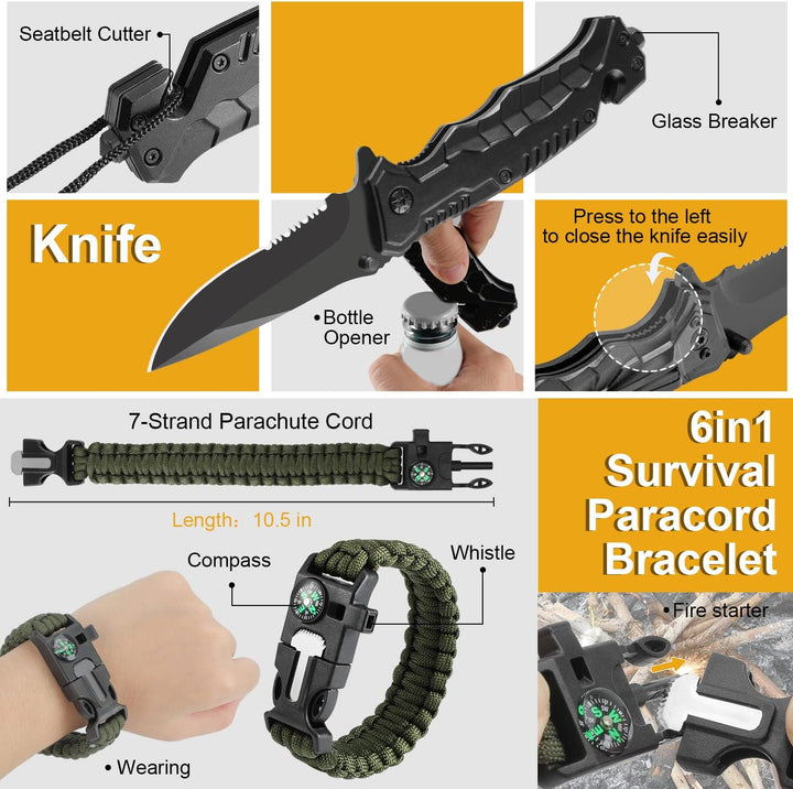 Unisex survival multi-tool kit with essential outdoor gear for preppers and adventurers