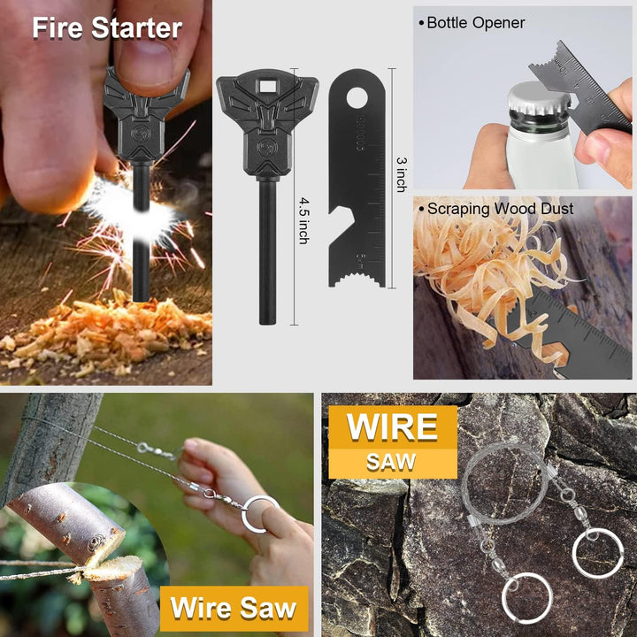 Closed waterproof case of a 19-in-1 survival kit, ready for tactical outdoor use