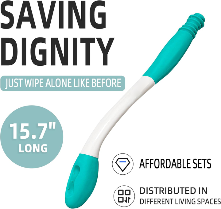Comfortable long reach butt wiper tool, 2-pack, designed for easy personal hygiene and independent living.