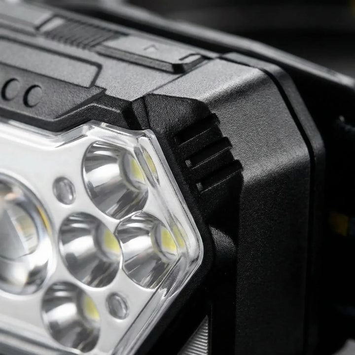 Hands-free 9-LED headlamps (2-pack) with motion sensor. USB rechargeable work lights for fishing, outdoor, emergency.