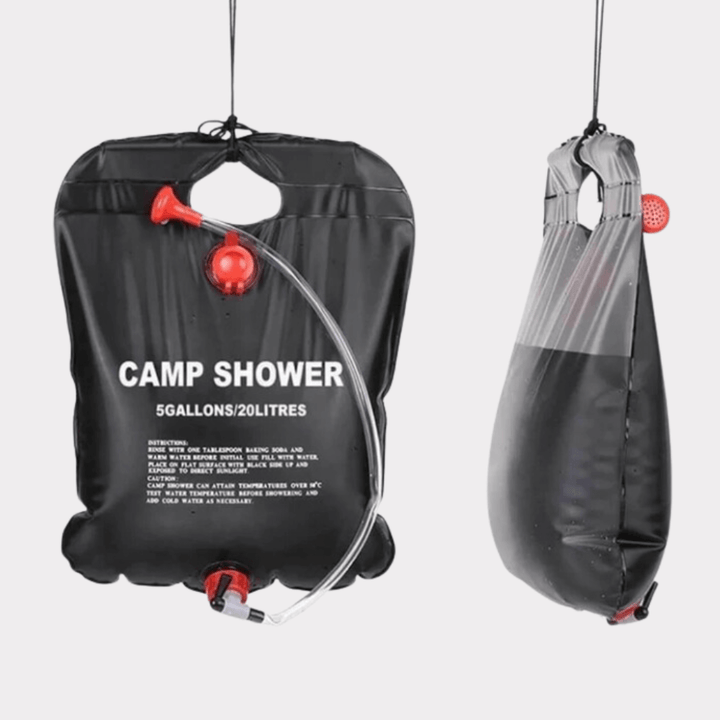 Unisex solar heated camp shower bag, 20 liter, ideal for hiking and travel gear