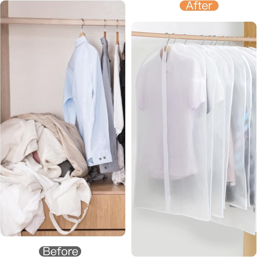 Premium 24-pack PEVA clothing storage solution: breathable garment bags for dust-free closet organization.