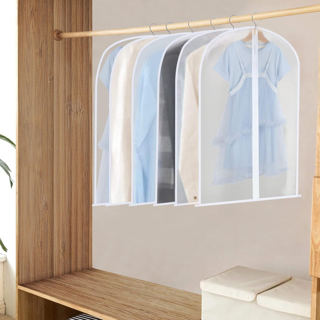 Maintain pristine clothing with 24-pack PEVA garment bags, ensuring dust-free closet storage.