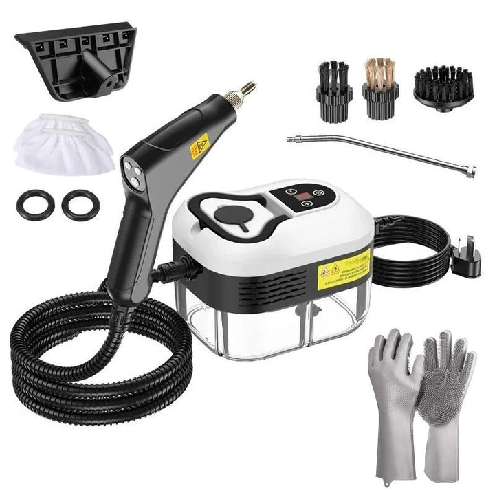 2500W High Pressure Steam Cleaner with gloves for powerful, chemical-free deep cleaning of multi-surfaces.