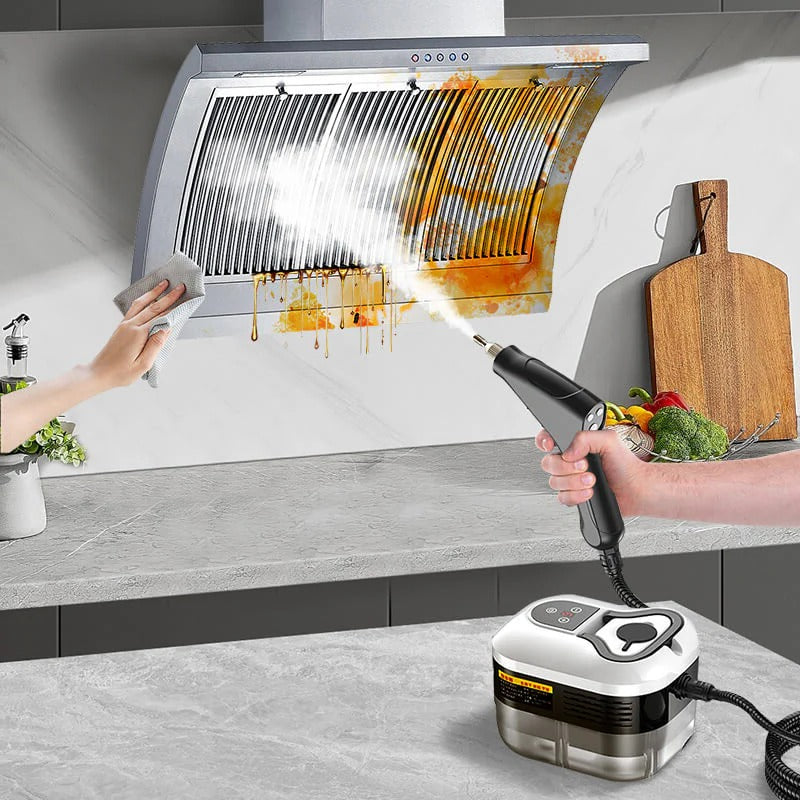 Household high pressure steam cleaner for deep cleaning grout, tiles & kitchens without harsh chemicals.