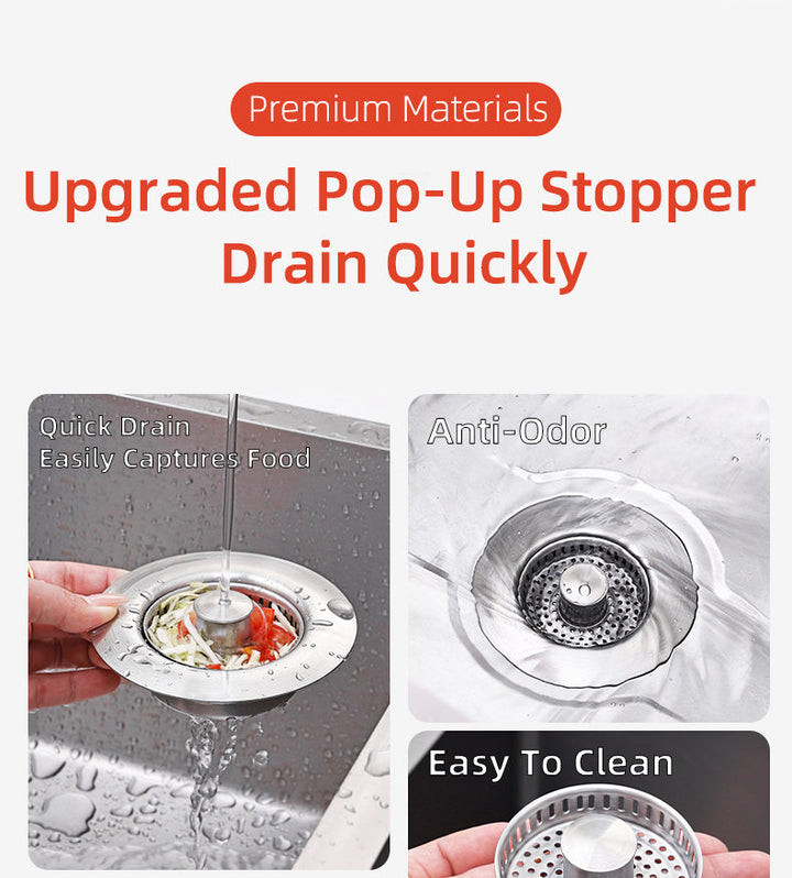 Versatile 3-in-1 kitchen sink drain protector and stopper for ultimate clog prevention and hygiene.
