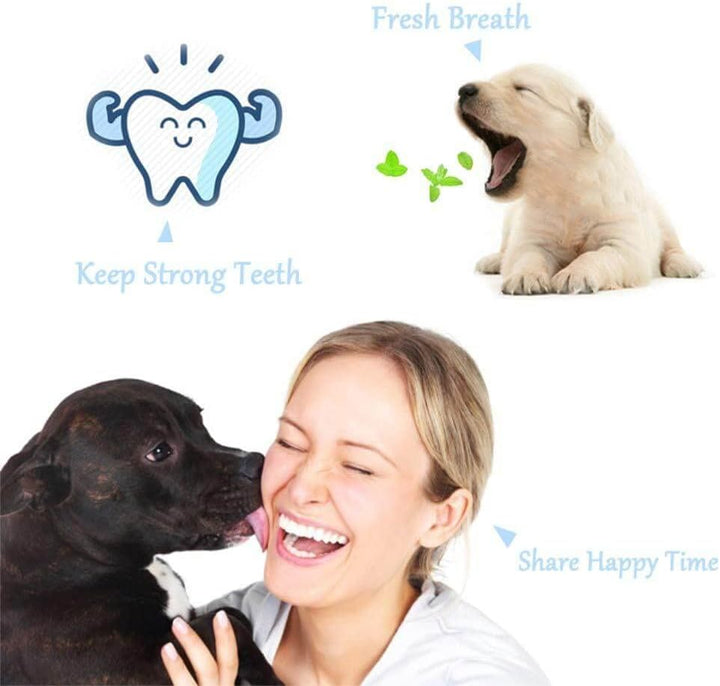 Dog & cat dental hygiene with 3-sided pet toothbrush. Easy tartar control for healthy gums & fresh breath.