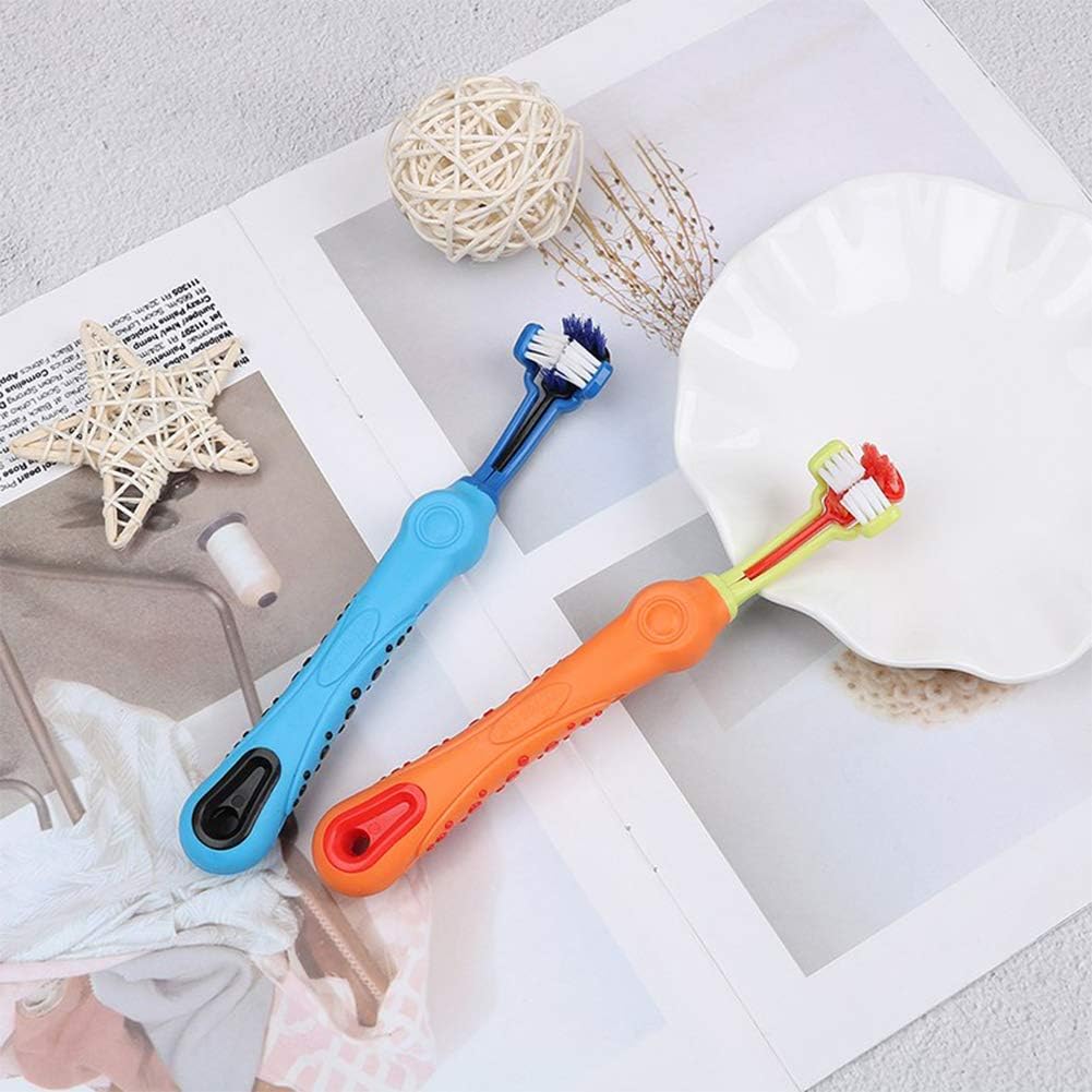 Two 3-sided dog toothbrushes for effective canine dental care. Promotes fresh breath & prevents plaque buildup.