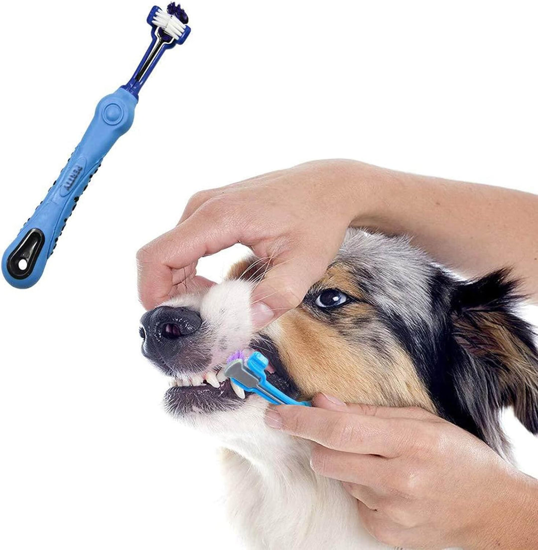 Efficient 3-sided pet toothbrush (2-pack) for deep cleaning. Promotes healthy teeth & gums, prevents dental issues.