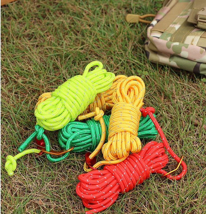 Reflective tent guy lines, 4mm diameter, 4-pack for enhanced camp visibility
