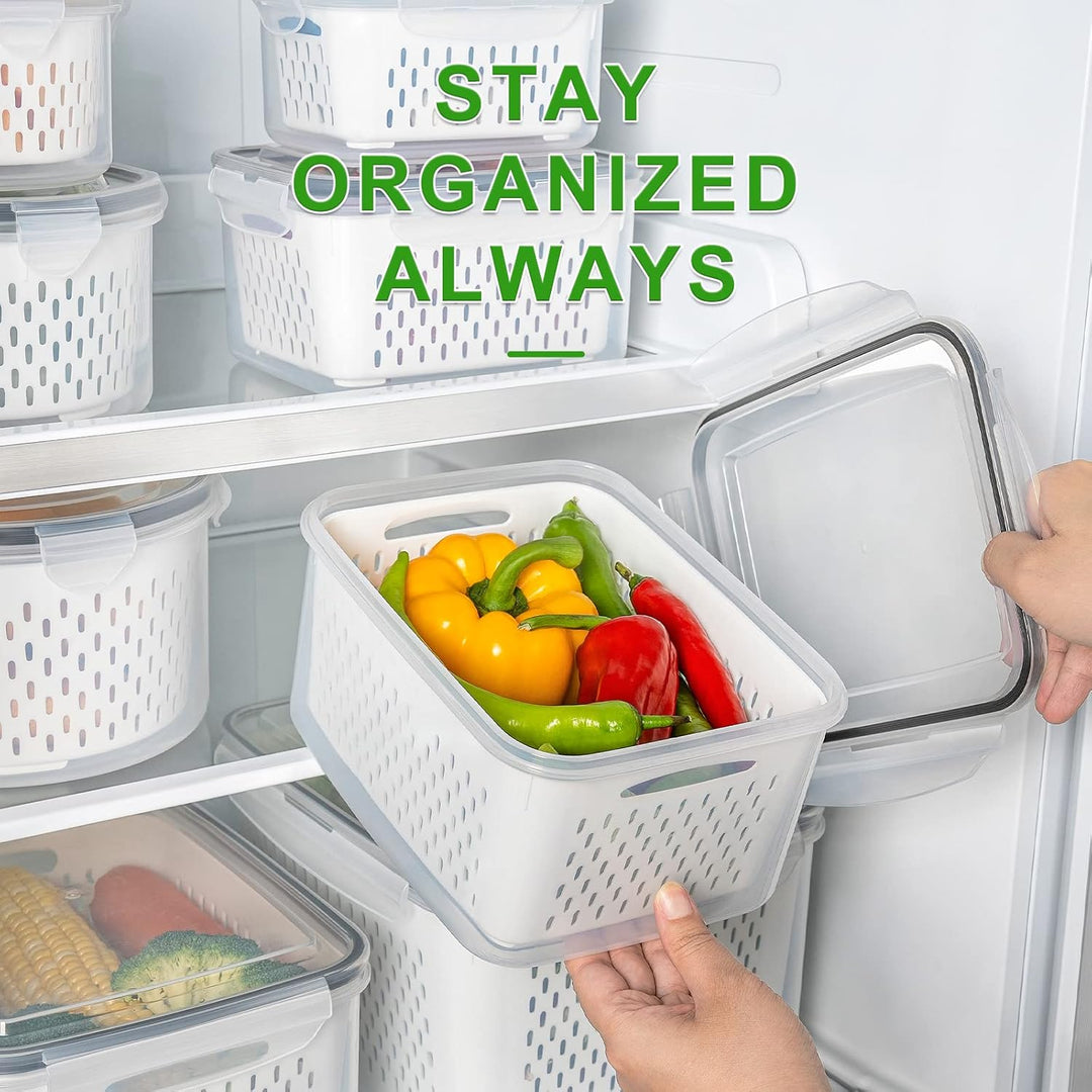 FreshKeeper 5-piece food storage containers, ideal for meal prep & keeping fruits and veggies fresh.