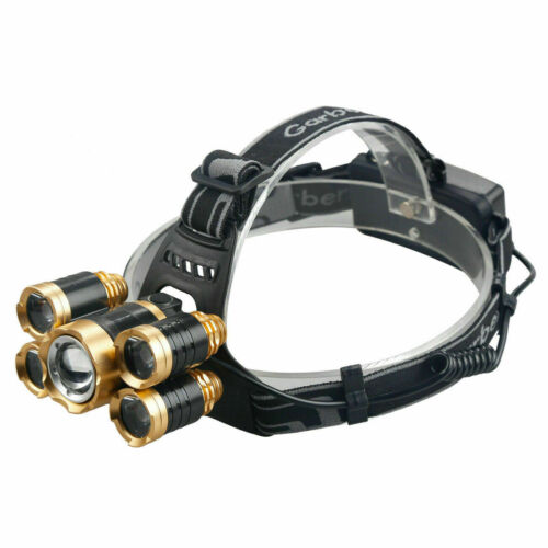 Unisex waterproof headlamp with 5x LED powerful outdoor light, essential for survival kit