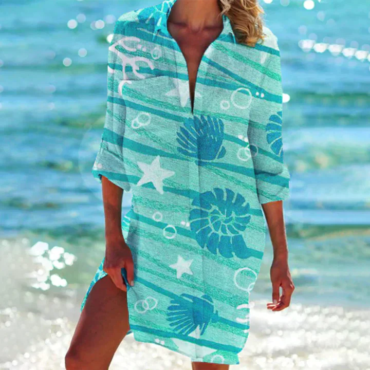 "Abito caftano estivo donna elegante e leggero, tessuto fluttuante e design versatile per look sofisticato."