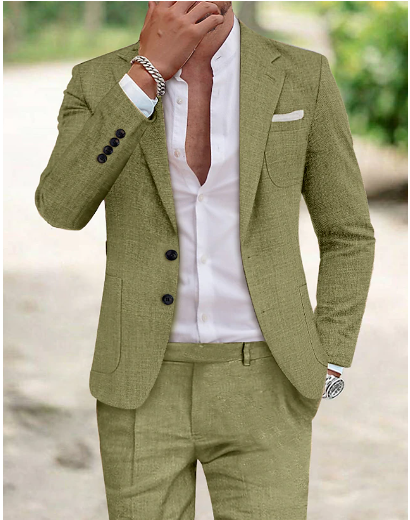 "Abito da uomo elegante e traspirante, colore blu, vestibilità su misura, ideale per occasioni formali e casual."