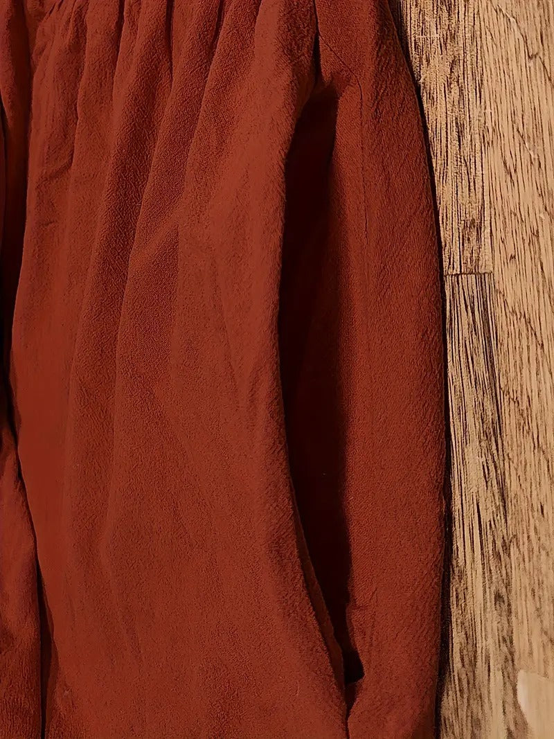 "Abito donna elegante in lino con tasche, colorato e versatile, per un look sofisticato e comodo in ogni stagione."
