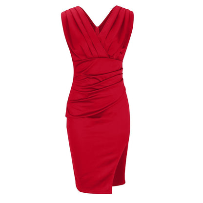 "Abito elegante donna Isabelle lungo, colore rosso, tessuto morbido, dettagli sofisticati per eventi speciali e uscite casual