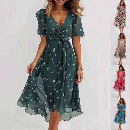 "Abito estivo elegante donna in leggero tessuto, design raffinato, ideale per occasioni formali e casual, colore pastello."