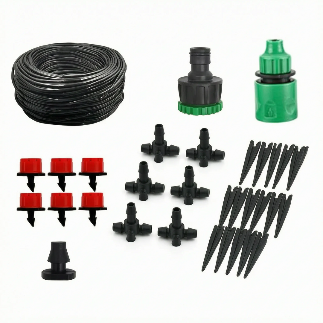 Versatile adjustable micro drippers providing targeted water delivery for garden beds, pots & containers.