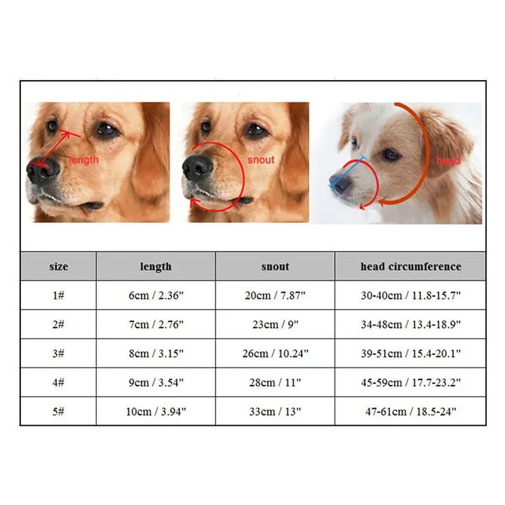 Soft, flexible silicone dog muzzle with adjustable straps ensures pet safety and prevents bites.
