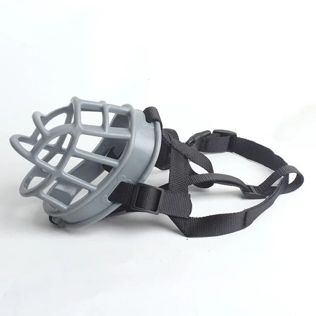 Breathable silicone dog muzzle with adjustable fit, offering comfort & secure anti-bite/bark protection.