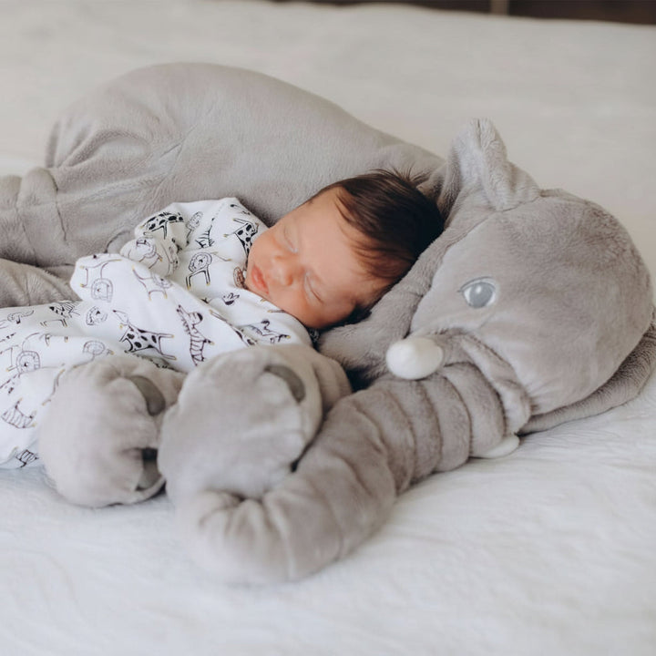 Unisex soft grey elephant plush toy, ideal for hugs & playtime. A cute stuffed animal & baby gift.