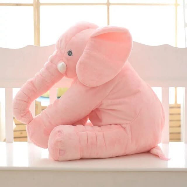 Adorable grey elephant plush toy for infants & toddlers. A soft, huggable playtime pal & pillow.
