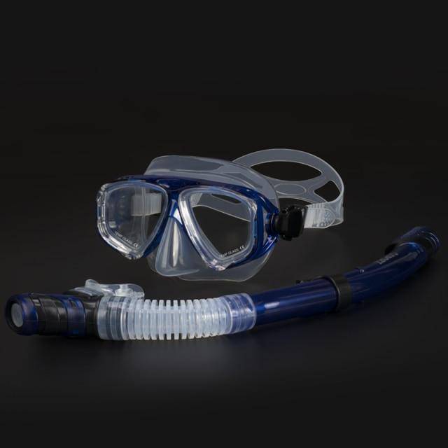 Panoramic view anti-fog snorkel mask with tempered glass and dry snorkel, ideal swim set