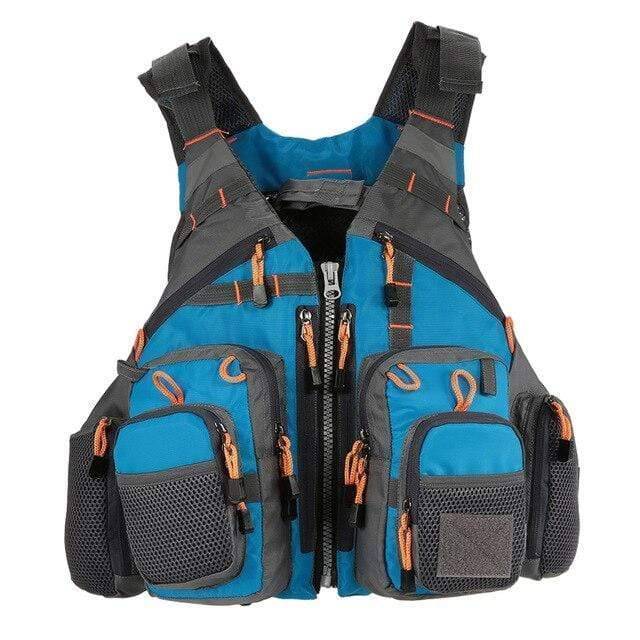 Adult fishing vest in khaki with reflective strips for enhanced outdoor safety