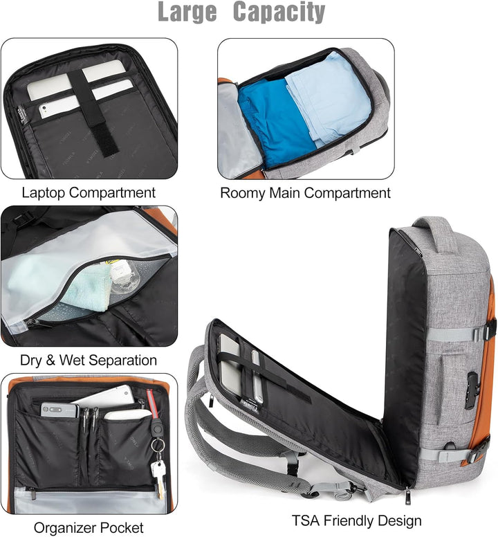 Dedicated padded laptop compartment inside AeroPack backpack, securing your device during business travel.