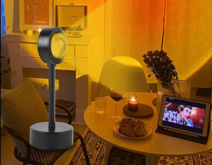 Sunset projector lamp, ideal photo prop & room lighting. Creates beautiful ambient light for photography.