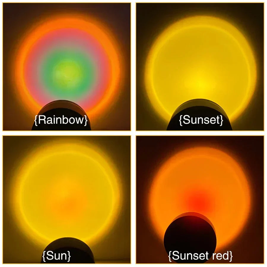 Versatile sunset lamp: ambient mood lighting, home decor, & photo prop. USB-powered for bedroom & living room.