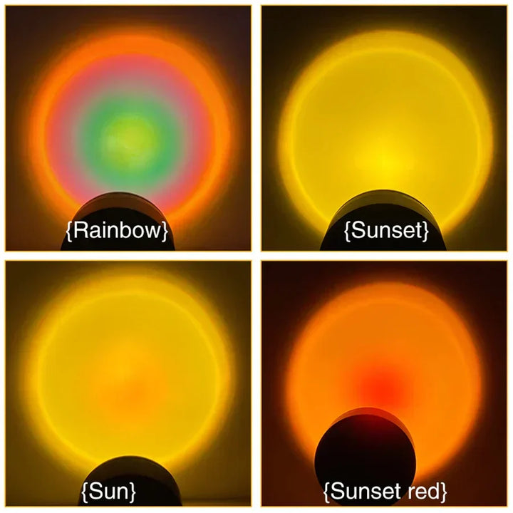 Versatile sunset lamp: ambient mood lighting, home decor, & photo prop. USB-powered for bedroom & living room.