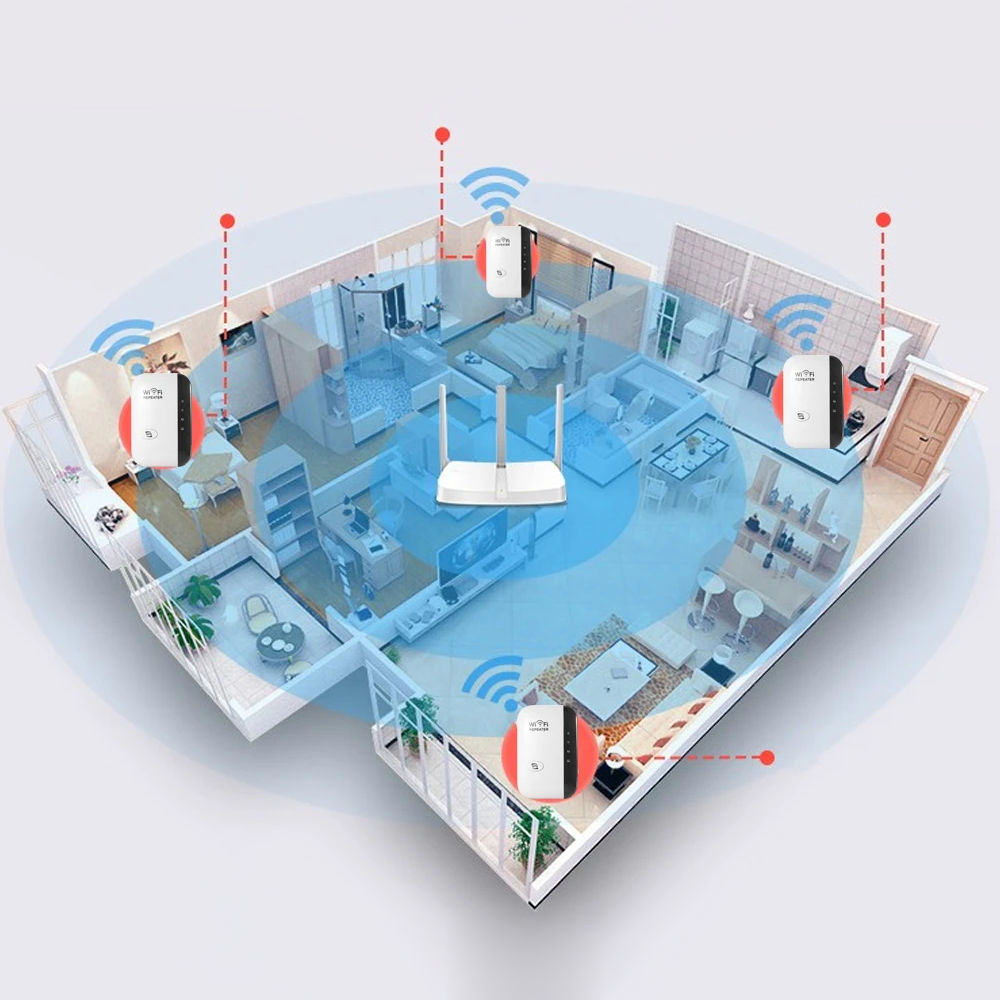"Amplificatore di segnale WiFi wireless compatto, design elegante, potenzia il segnale per streaming e giochi senza interruzi