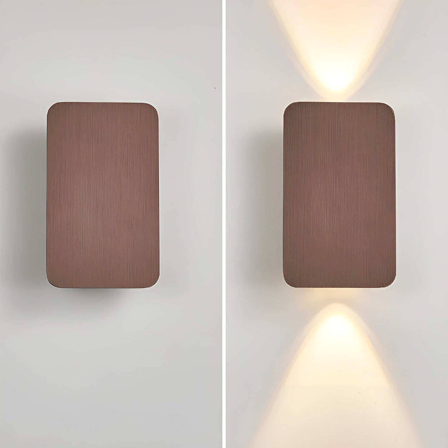 "Applique a LED minimalista in alluminio, design moderno ed elegante, montata su parete in ambiente contemporaneo."