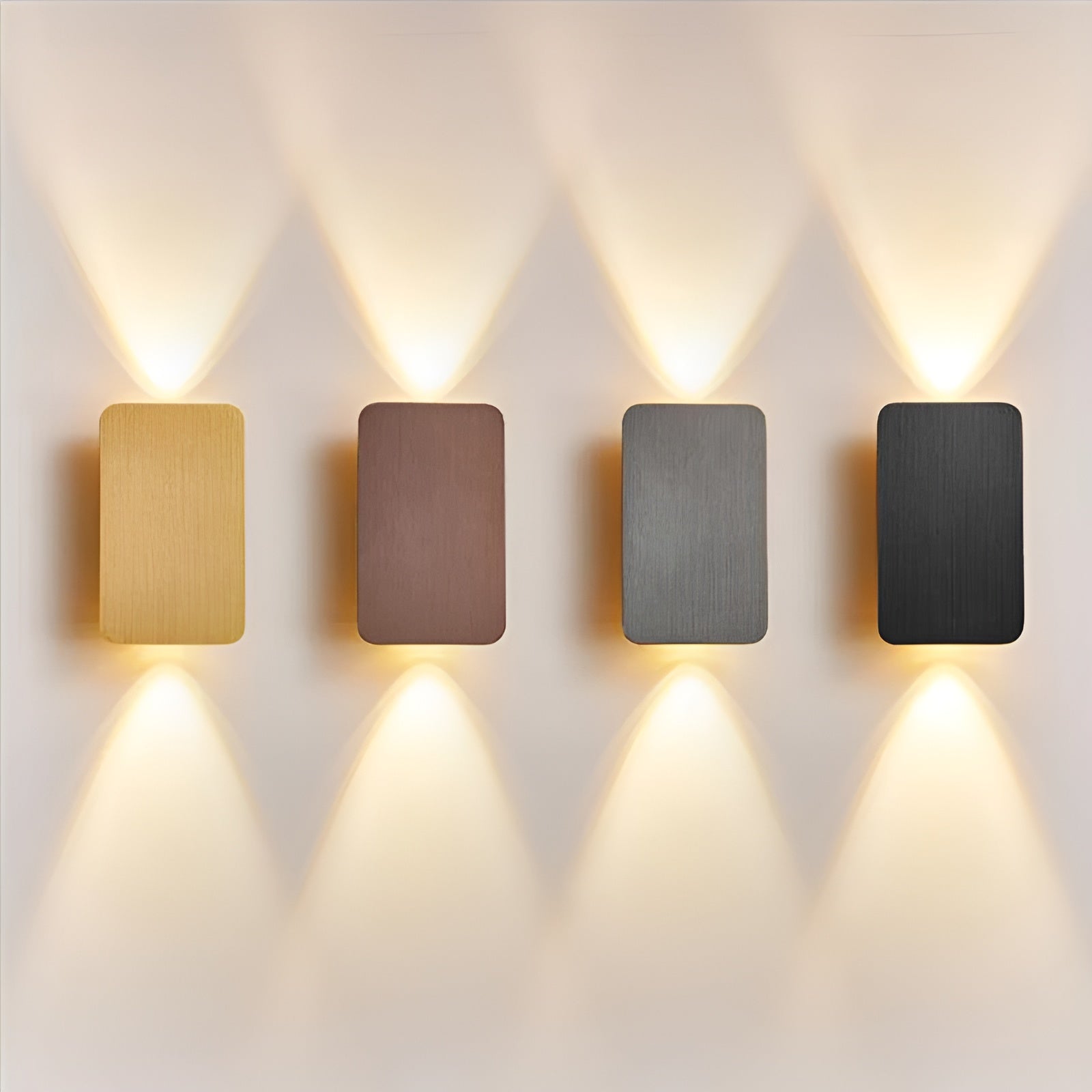 "Applique a LED minimalista in alluminio, design moderno ed elegante, montata su parete in ambiente contemporaneo."