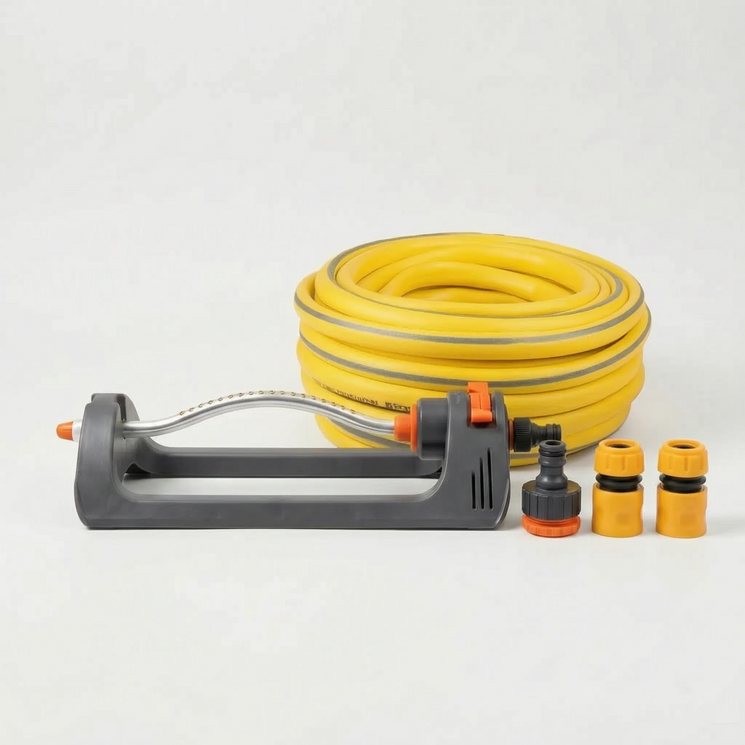 Efficient automatic oscillating sprinkler with easy setup, ensuring perfect irrigation for green, lush lawns.