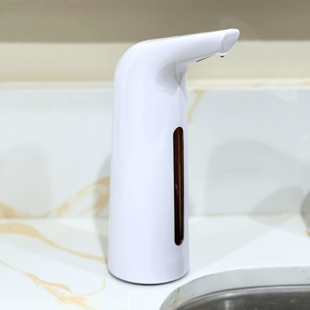 Modern design touchless soap dispenser, large capacity, perfect for liquid hand soap or sanitizer in any home.
