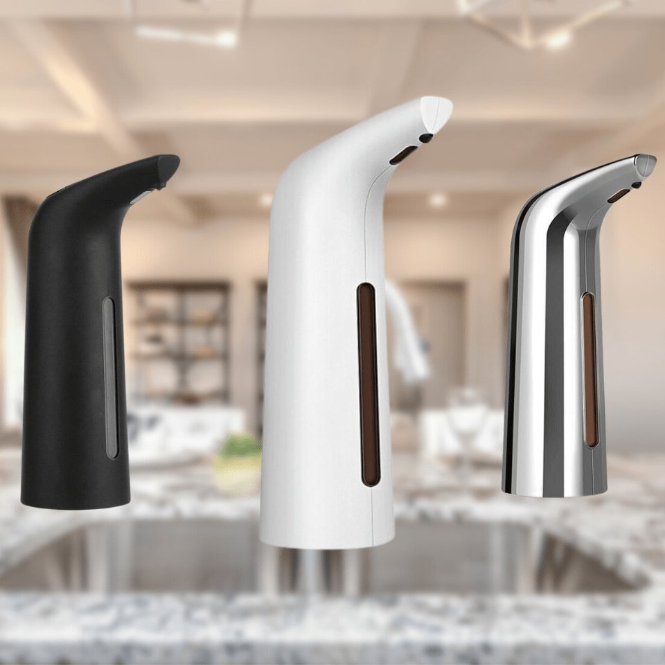 Drip-free automatic sensor soap dispenser, promoting bathroom & kitchen hygiene with easy, touchless handwashing.