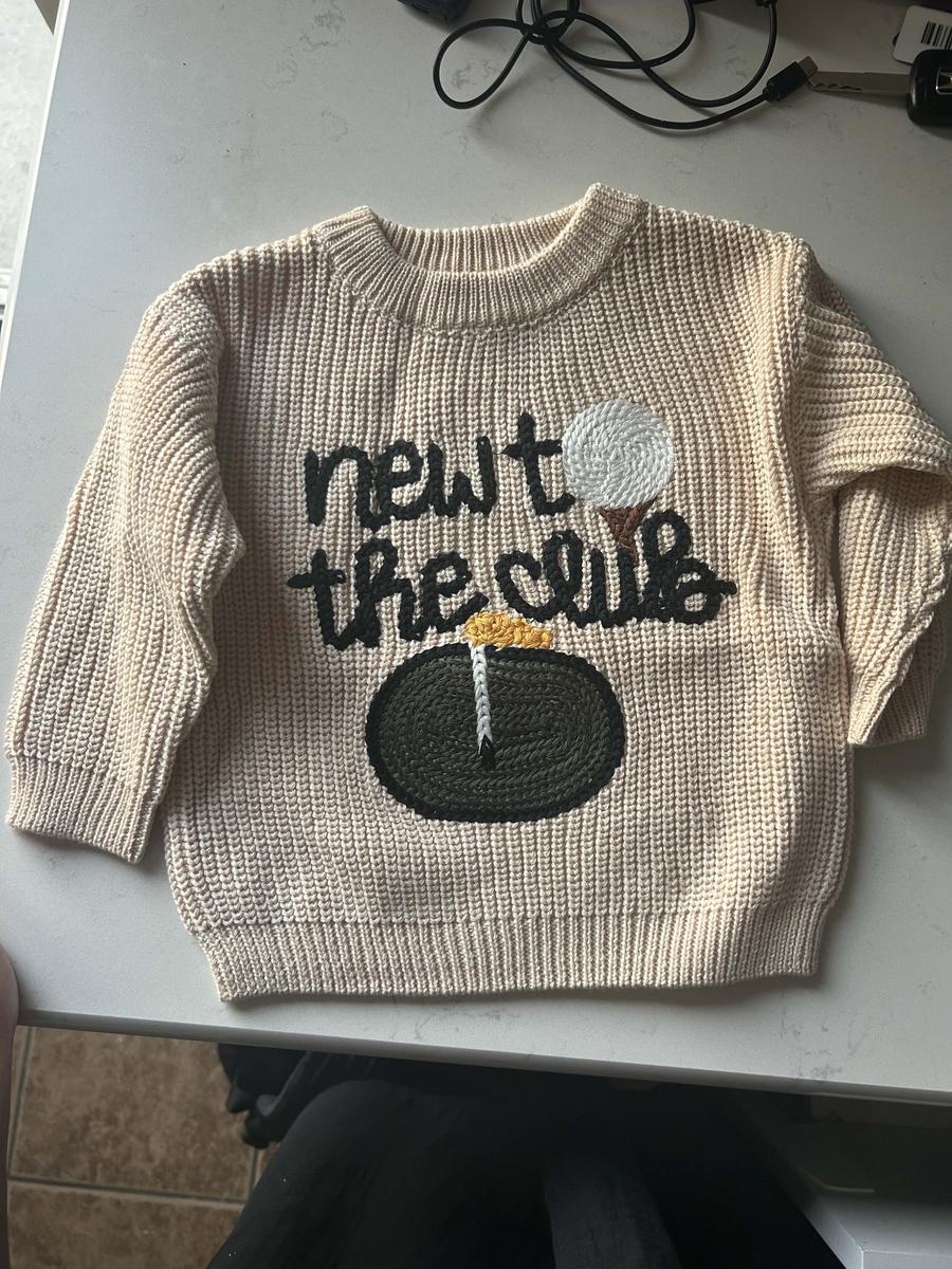 Comfortable baby embroidered crewneck sweater, an essential infant top for cozy wear. Great gift for newborns.