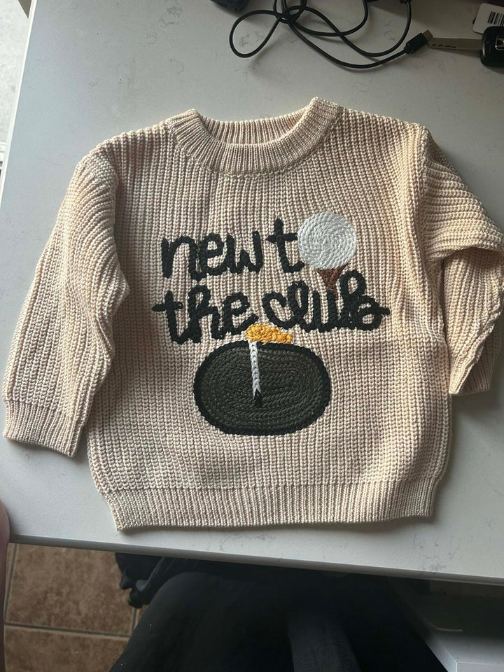 Comfortable baby embroidered crewneck sweater, an essential infant top for cozy wear. Great gift for newborns.