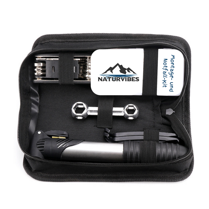 Compact motorcycle tool kit for bike maintenance, assembly, and outdoor adventure travel