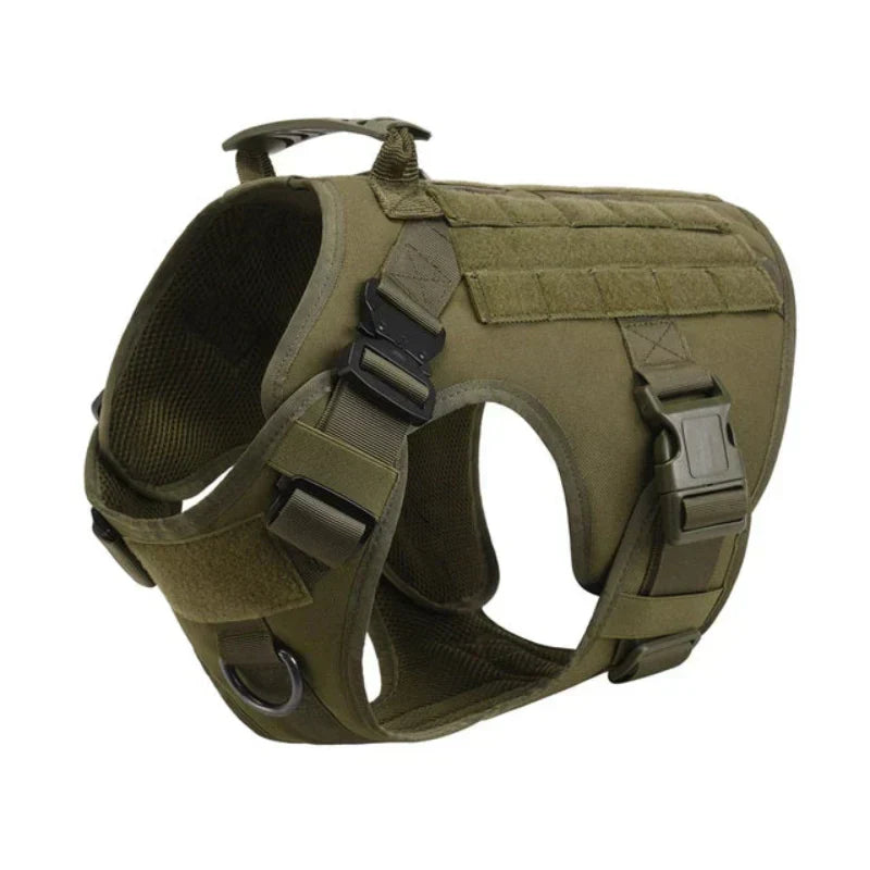 Black dog no-pull training harness vest, designed for enhanced control & comfort during walks.