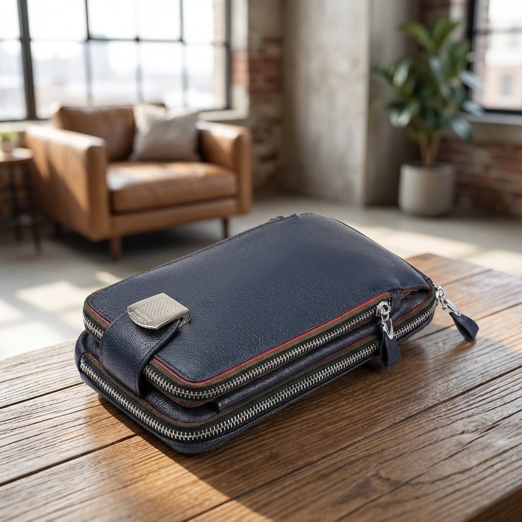 Black lightweight unisex crossbody bag for travel & daily essentials.
