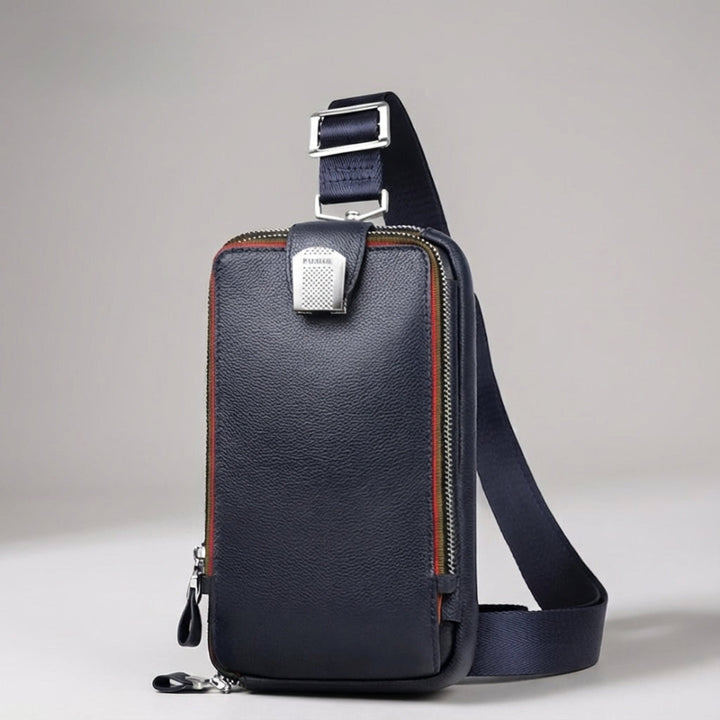 Durable leather mini crossbody bag, ideal for men & women's daily essentials.