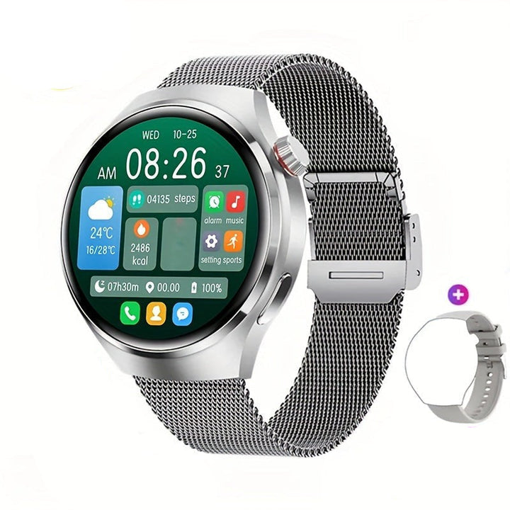 Men's modern NFC smartwatch for activity tracking. Includes GPS, health features, & water resistance.
