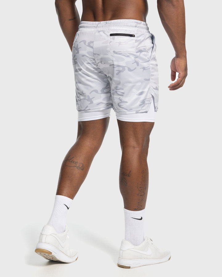 Navy Lined Gym Shorts for men, breathable mesh fabric, great for running.