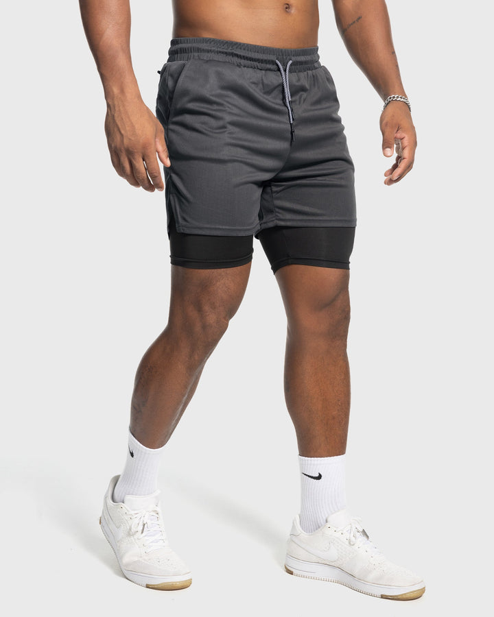 Royal Blue men's workout shorts, performance mesh, liner for added support.